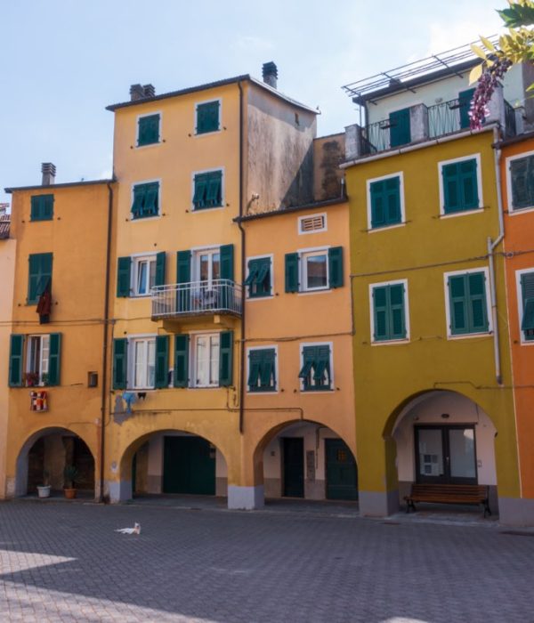 Varese Ligure, La Spezia, Liguria / Italy -   July 21 2020: The round village in old town of Varese Ligure